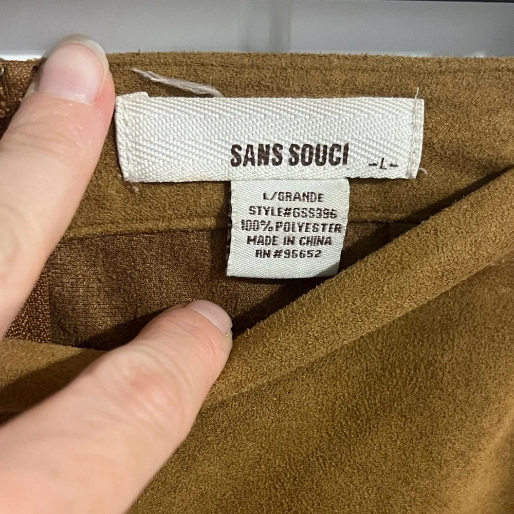 Sans Souci Size L Paneled Faux Suede Mini Skirt - Picture 2 of 9